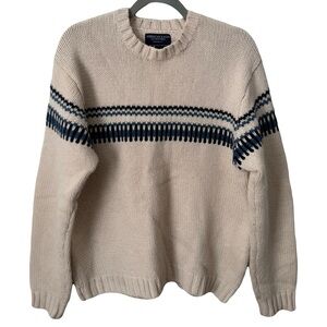 Vintage American Eagle Lambswool Nordic Chunky Knit Sweater Large Fisherman